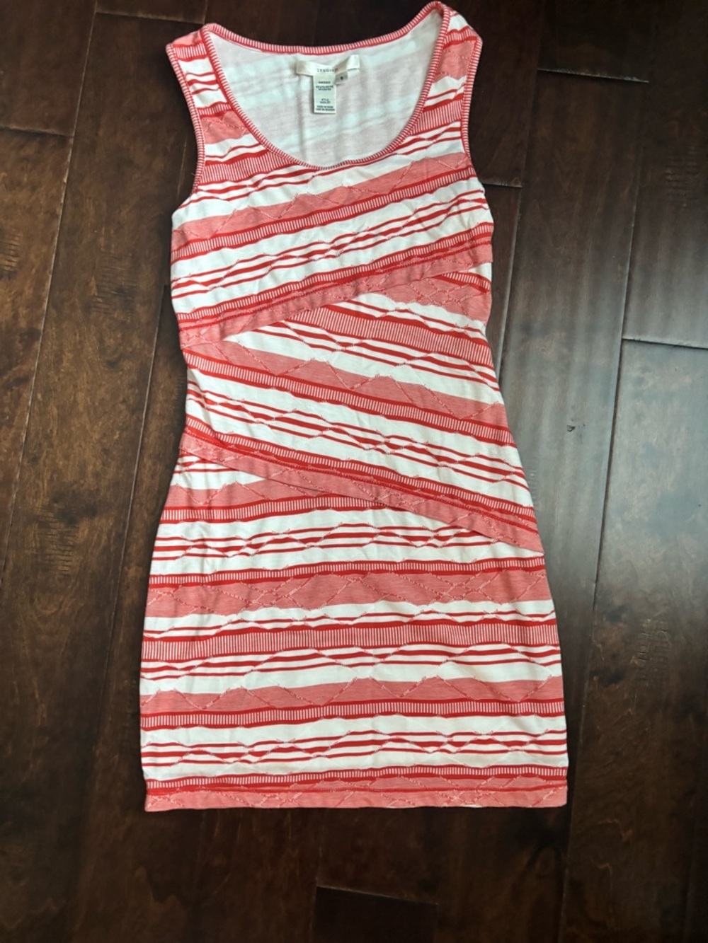 Striped Sleeveless Coral & White Tank Dress